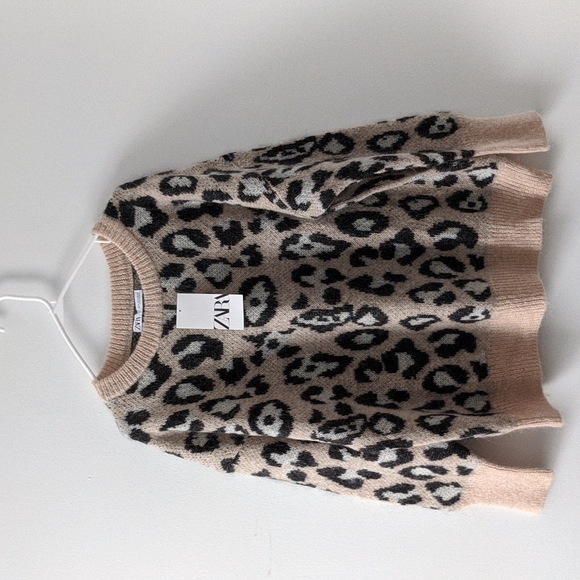 Zara Sweaters - New Zara Oversized Slouchy Mohair Wool Leopard Cheetah Sweater Beige Medium
